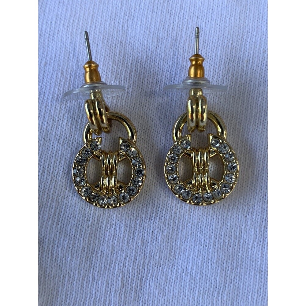Talbots Gold Tone Interlocking Link Pierced Earrings Gorgeous! Look Expensive!